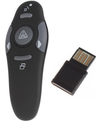 Draadloze presenter met laser pointer - Plug & play door middel van USB - Altijd goed bereik binnen 10 meter en met comfortabele grip
