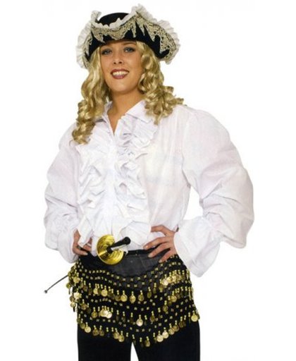Witte piratenblouse met franjes voor volwassenen - Verkleedkleding - Maat M