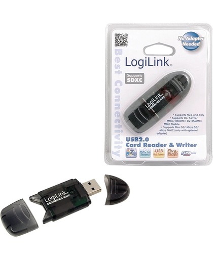 LogiLink Cardreader USB 2.0 Stick external for SD/MMC USB 2.0 Zwart geheugenkaartlezer