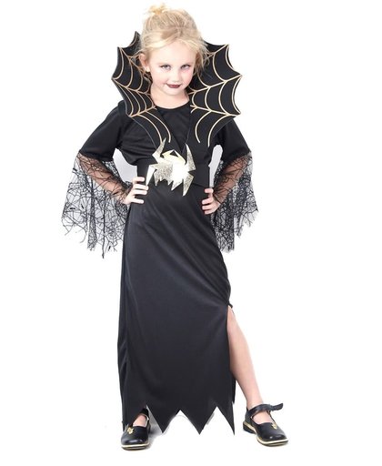 Halloween heksen kostuum met spinnen voor meisjes - Kinderkostuums - 122/134