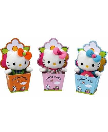 Set van 3 Hello Kitty poppetjes in bloembakje