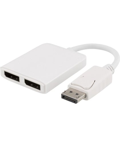 DELTACO DP-909, DisplayPort naar 2x DisplayPort MST hub, 3840x2160 in 30Hz, wit