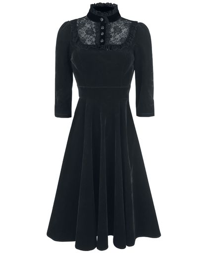 H&R London Nightshade Velvet Dress Jurk zwart