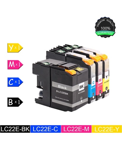 Compatible voor Brother LC22E Inktcartridges voor Brother MFC-J 5920 DW, Zwart / Cyaan / Magenta / Geel