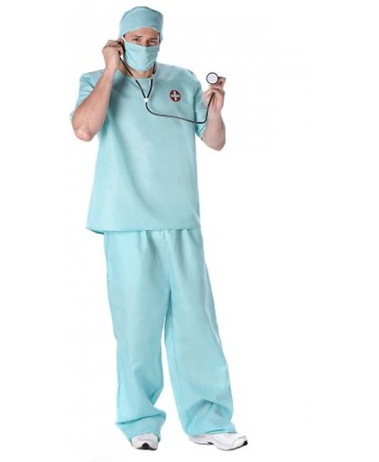 Blauw chirurg kostuum voor heren - Verkleedkleding - Maat S