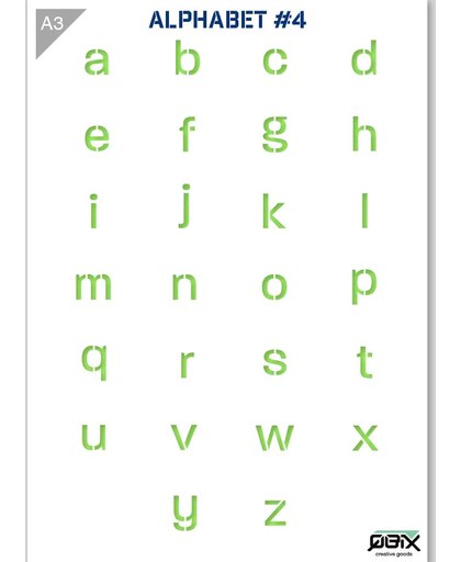 Letter Sjabloon Alfabet Kleine Letters - Kunststof Stencil - A3 42 x 29,7 cm - Letters zijn +- 2cm hoog