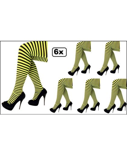 6x Panty streep geel/zwart one size