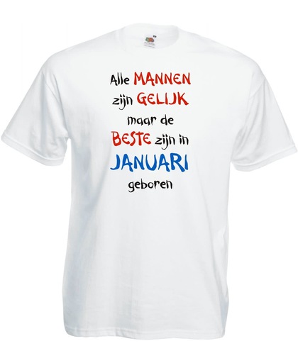 Mijncadeautje - T-shirt - wit - maat 3XL- Alle mannen zijn gelijk - januari
