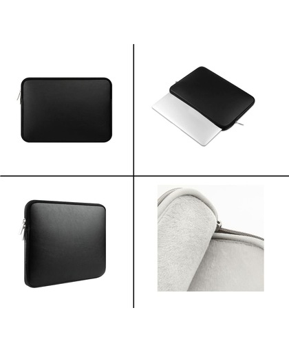 Kunstlederen Soft Sleeve Voor de Apple Macbook Air / Pro (Retina) 13 Inch - 13.3" Case - Bescherming Cover Hoes Kunstleer - Zwart