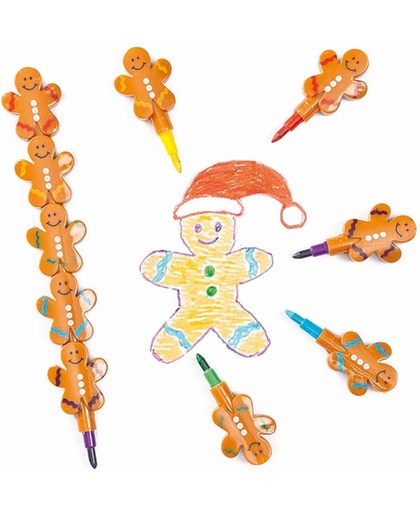 Peperkoekmannetje stapelkrijtjes - speelgoed/feestartikelen voor kinderen ideaal om cadeau te geven voor Kerstmis (4 stuks)