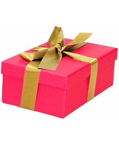 Roze cadeaudoosje 15 cm met gouden strik