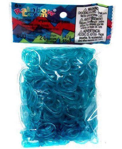 Rainbow Loom Elastiekjes - Turquoise Jelly Bandjes - 600 stuks