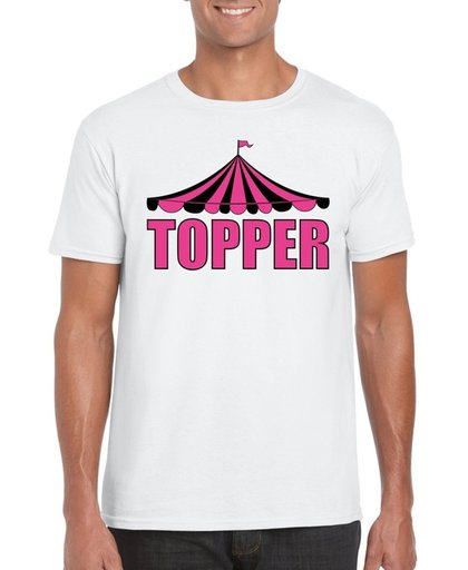 Toppers Pretty in Pink shirt Topper wit met roze letters voor heren - Toppers dresscode 2018 L