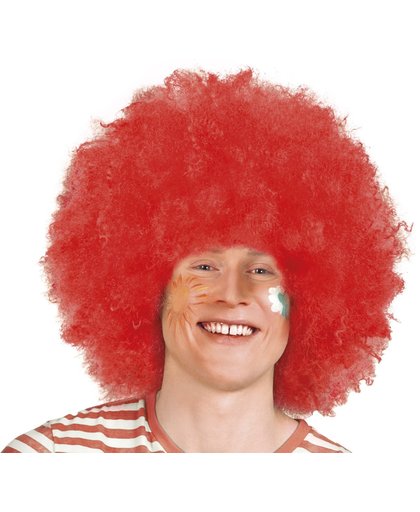 Pruik Afro clown rood