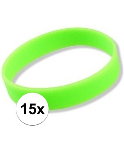 15x Siliconen armbandjes neon groen