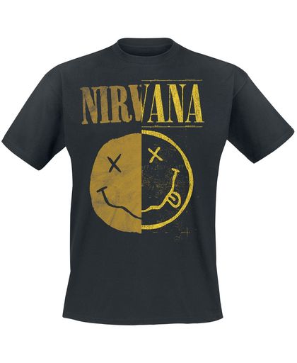 Nirvana Spliced Smiley T-shirt zwart