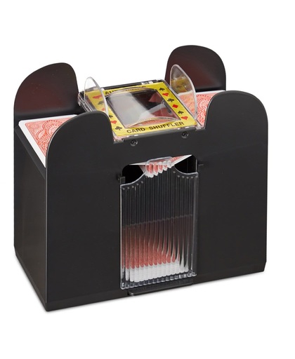 relaxdays Kaartschudmachine 6 decks - elektrische schudmachine voor speelkaarten - zwart