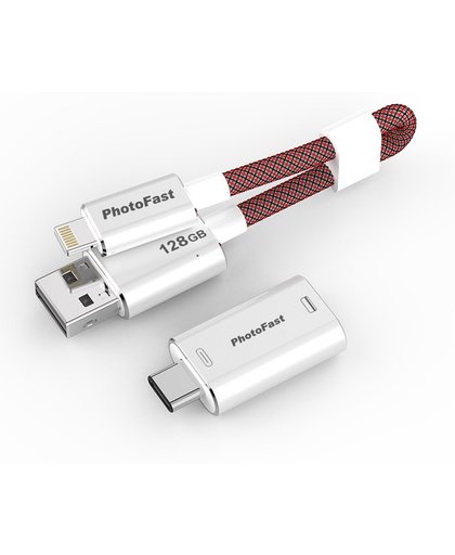 Photofast MCG3U3R128GBAD 128GB USB 3.0 (3.1 Gen 1) Type-A Rood, Wit USB flash drive