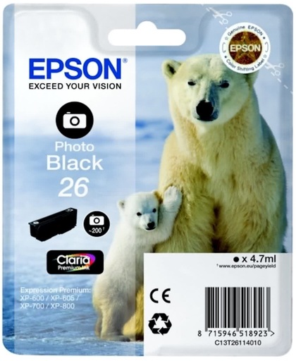 Epson C13T26114022 inktcartridge Foto zwart 4,7 ml 200 pagina's