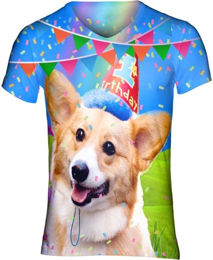 Verjaardag shirt met corgi Maat: XL