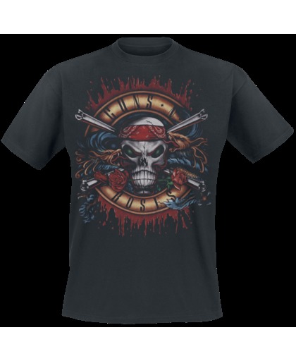 Guns N&apos; Roses Green Light Skull T-shirt zwart