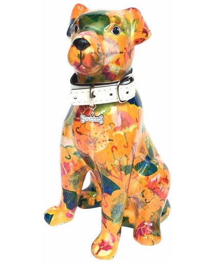 Pomme Pidou spaarpot hond Mylo - Uitvoering - Oranje met paraplu's