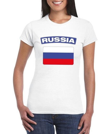 Rusland t-shirt met Russische vlag wit dames - maat L