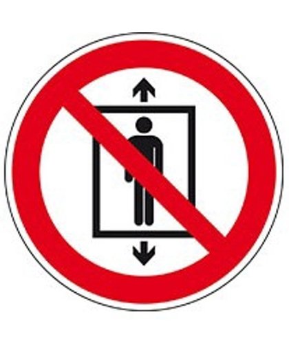 Verbodssticker ‘Lift voor personen verboden’, ISO 7010