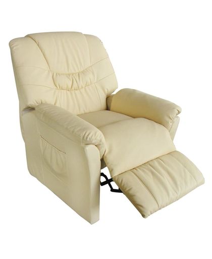 vidaXL Electric Artificial Leather Massage Chair Cream