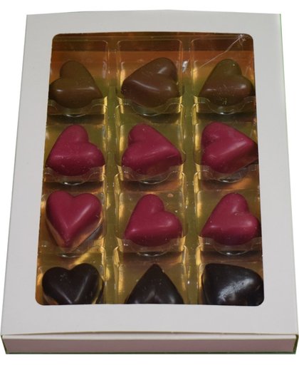 Overheerlijke hartjes chocolade assorti (12 stuks)