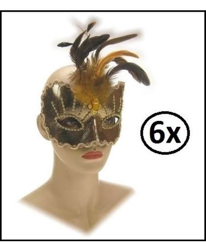 6x Oogmasker roma goud luxe