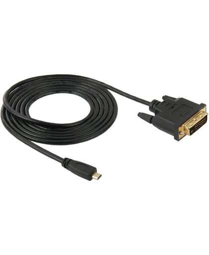 Micro HDMI (Type-D) mannetje naar DVI 24+1 Pin mannetje Adapter kabel, Lengte: 1.8 meter