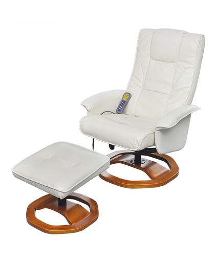 vidaXL Electric Artificial Leather Massage Chair White with Footstool
