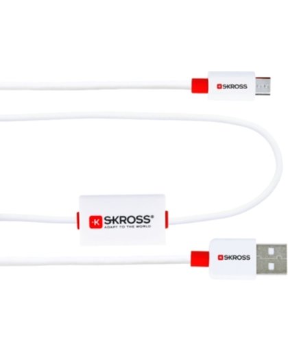 Skross BUZZ MICRO USB 1m USB A Micro-USB B Mannelijk Mannelijk Rood, Wit USB-kabel