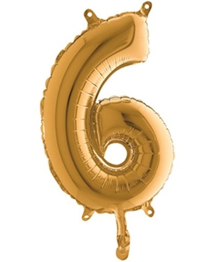 Folieballon cijfer '6' goud (35cm)