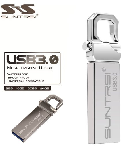 Sleutelhanger 3.0 USB Stick 32 GB + Micro Usb Adapter | USB Stick 3.0 Sleutelhanger | Gunsmoke kleur