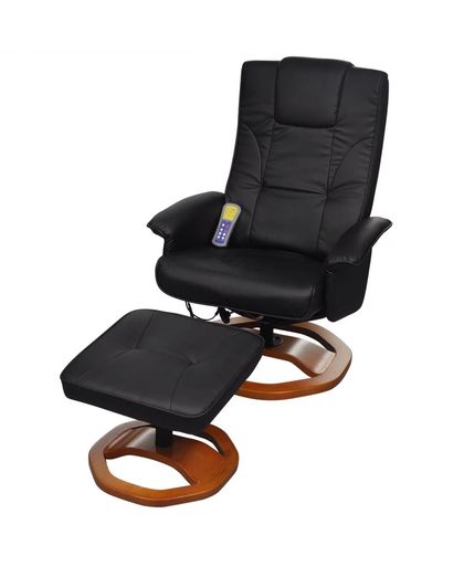 vidaXL Electric Artificial Leather Massage Chair Black with Footstool