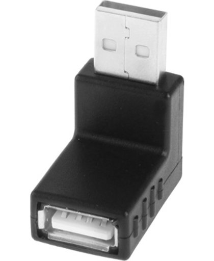 USB 2.0 A mannetje naar A vrouwtje Adapter met 90 graden hoek (zwart)