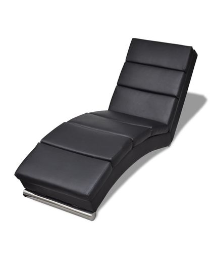 vidaXL Black Artificial Leather Chaise Longue