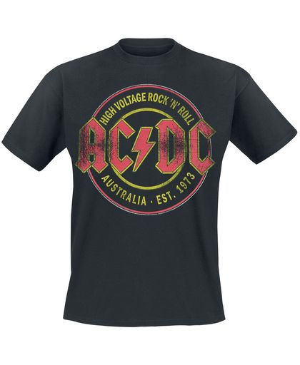 AC/DC High Voltage - Rock &apos;N&apos; Roll - Australia Est. 1973 T-shirt zwart