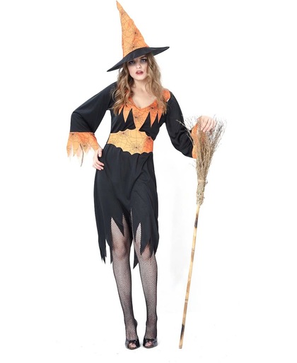 Halloweenheksenkostuum met spinnen voor vrouwen - Verkleedkleding - One size