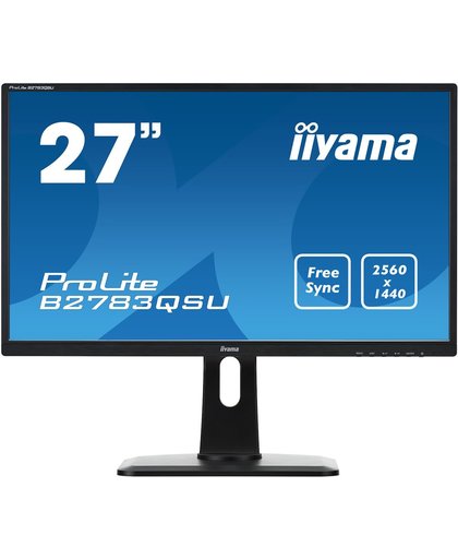 iiyama ProLite B2783QSU-B1 27" Wide Quad HD LED Mat Flat Zwart computer monitor LED display