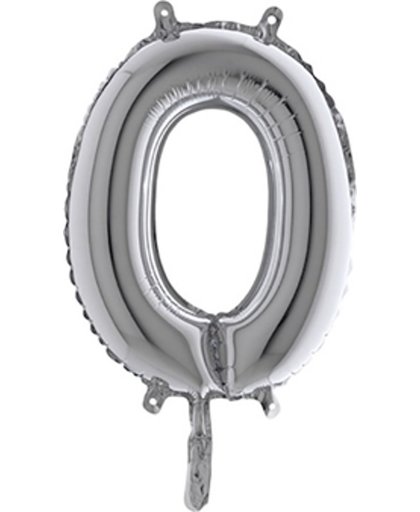 Folieballon cijfer '0' zilver (35cm)