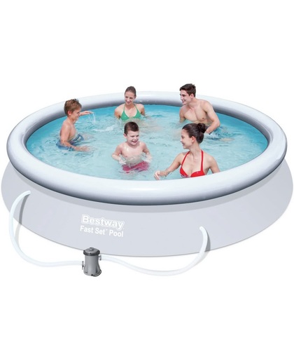 Bestway Fast Set Opblaasbaar Zwembad - 366 cm - Inclusief 12V Filterpomp + afdekhoes