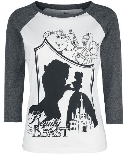 Beauty and the Beast Charaktere Girls longsleeve wit/grijs gemêleerd