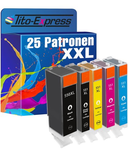 Tito-Express PlatinumSerie PlatinumSerie® Set 25x inktcartridge XXL voor Canon PGI-550XL & CLI-551XL Canon Pixma IP7250 MG5450 MG6350 MX725 MX925