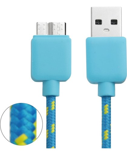 Nylon Style Micro USB 3.0 Data Transfer / Laad Sync Kabel voor Samsung Galaxy Note III / N9000, Galaxy S5 / G900, Lengte: 2m (blauw)