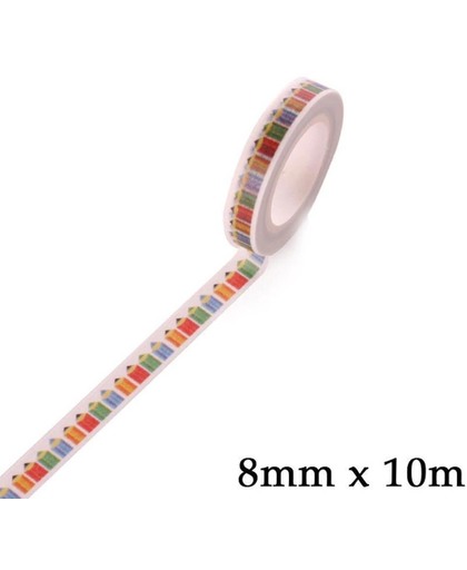 Smalle Washi Tape Smal Masking Gekleurde Kleurpotloden Potloden 10m