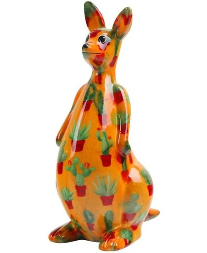 Pomme Pidou spaarpot kangaroo Lucy - Uitvoering - Oranje met cactussen