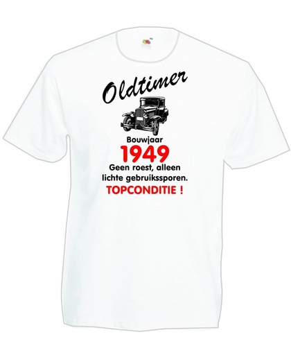 Mijncadeautje heren leeftijd T-shirt wit maat M - Oldtimer Bouwjaar (geboortejaar) 1949
